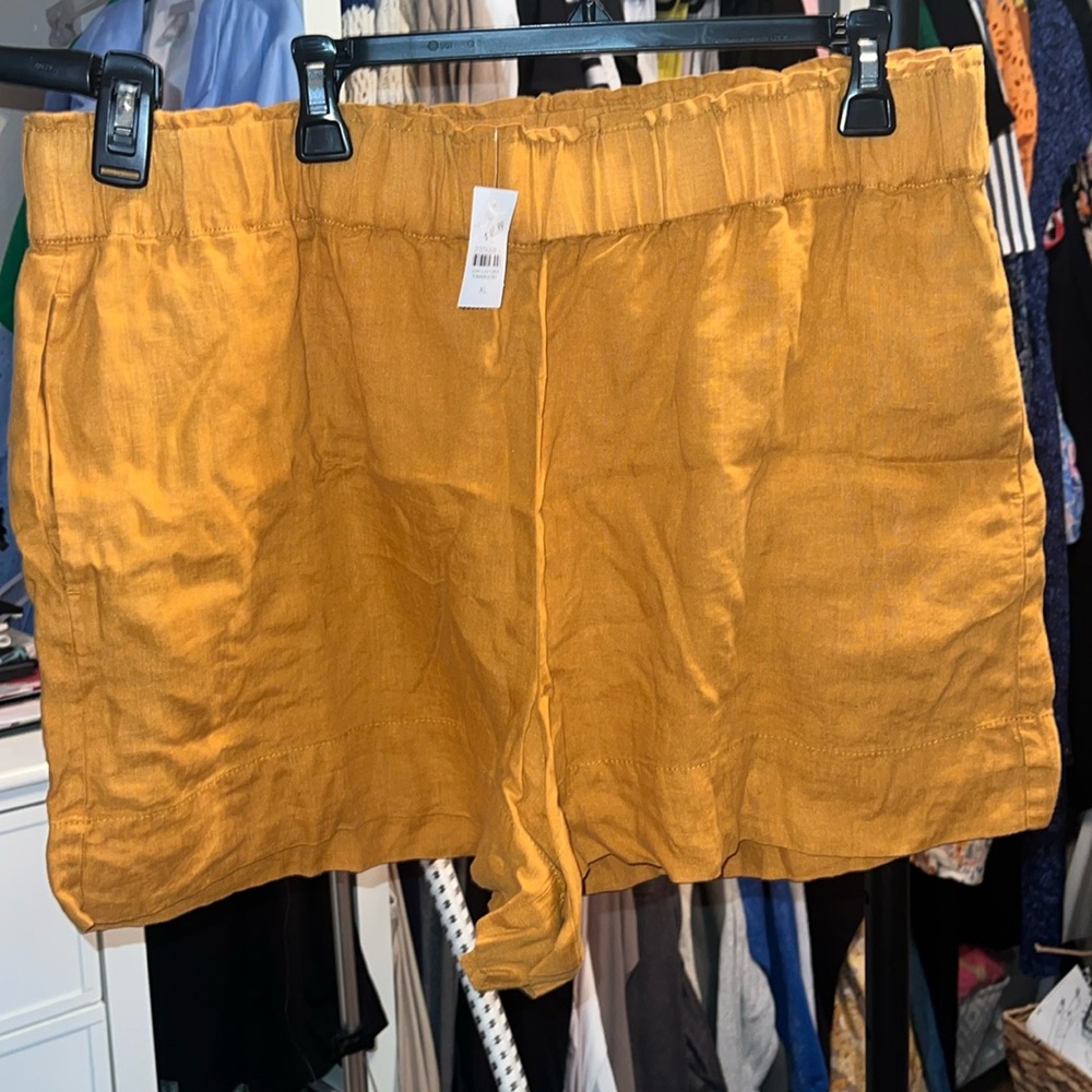 LOFT Mustard linen shorts